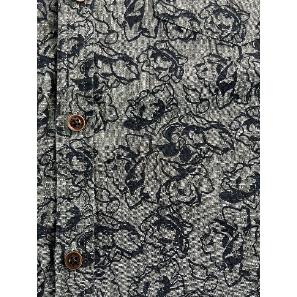 Denim & Flower Slim Fit Floral Button Up Shirt Gray Men's Medium - Picture 4 of 8